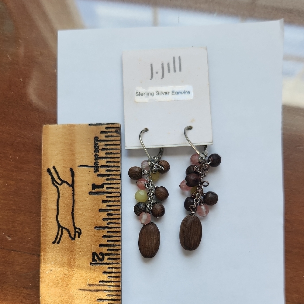 J. Jill Silver Earrings with Brown and Pink Beads - Picture 3 of 6